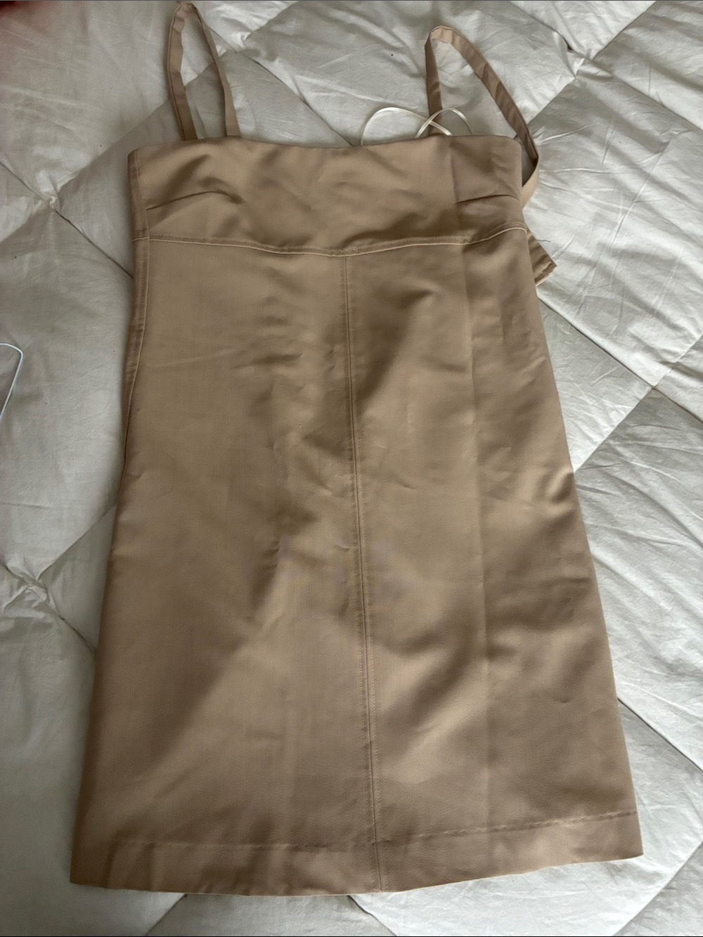 Crescent Nude-Tan Mini Slip Dress with Thin Straps